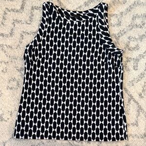 Ann Taylor Geometric Black and White Women's Top